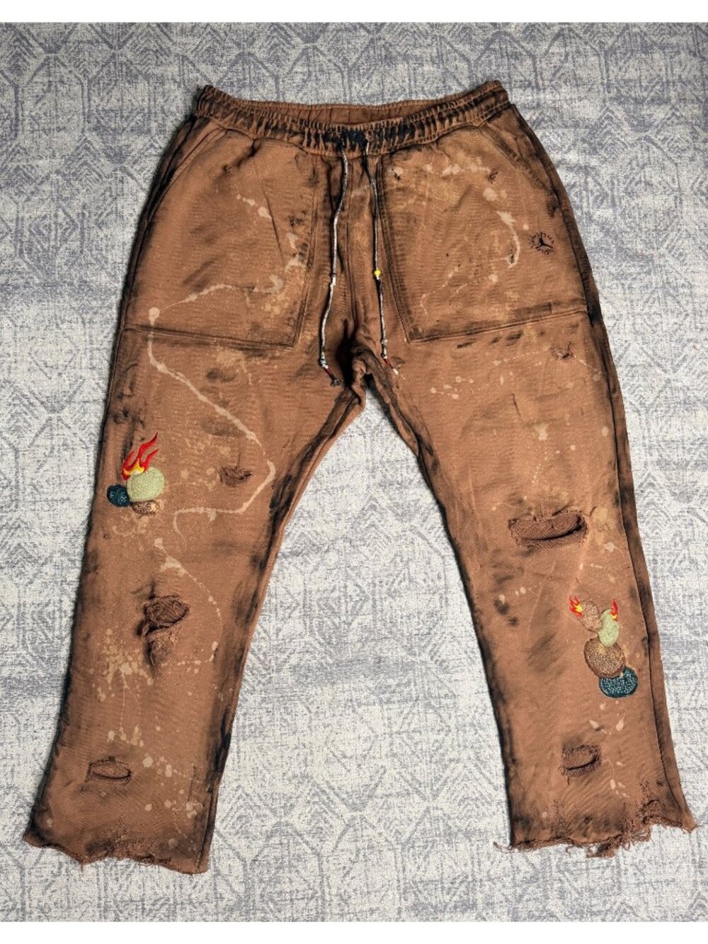 Travis Scott x Jordan x Dro LabFleece Pants Custom 1/1 Reworked Embellished Blea